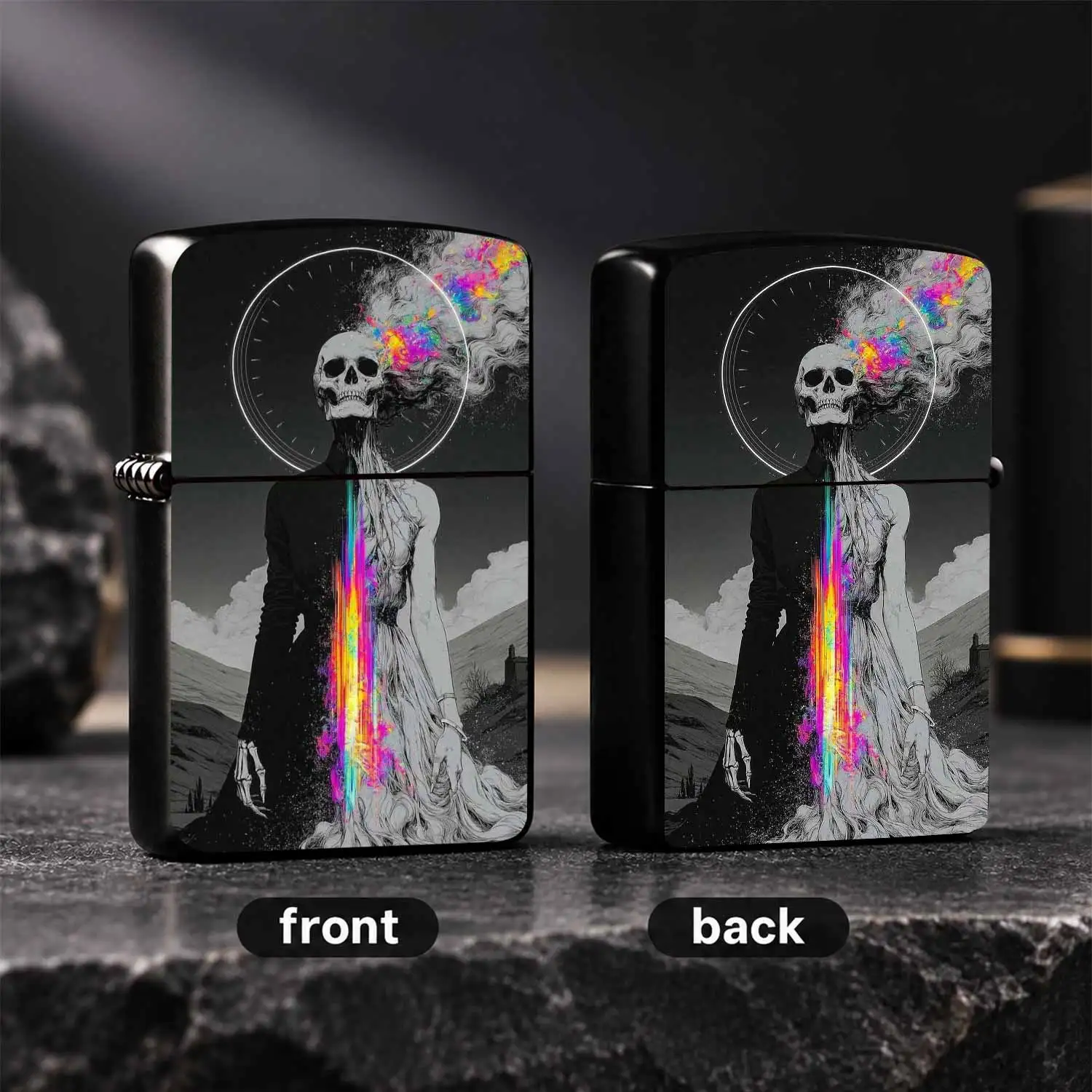 Psychedelic Skeleton Art Portable Igniter, Aesthetic Creative Trendy Accessory, Practical Daily Gear For Camping Gathering Outings, Unique Thoughtful Gift For Friends, Fits All Kinds Of Daily Usage Scenarios With Stunni A Humorous And Inter