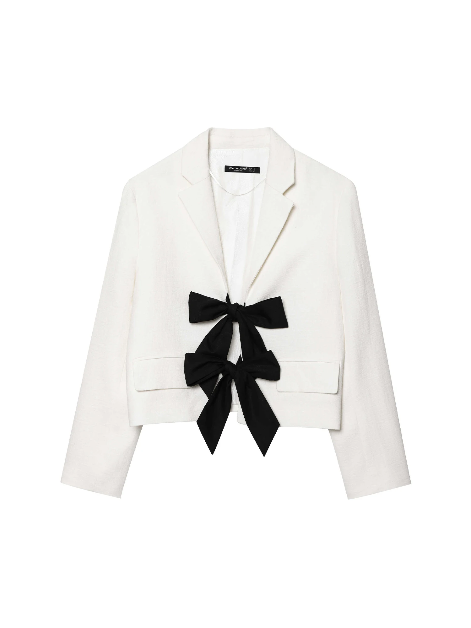 

Women White Bow Blazer Jacket Coat Fashion Vintage Harajuku OL Style Long Sleeve Cropped Suit Jacket Outerwear Top 2000s Clothes
