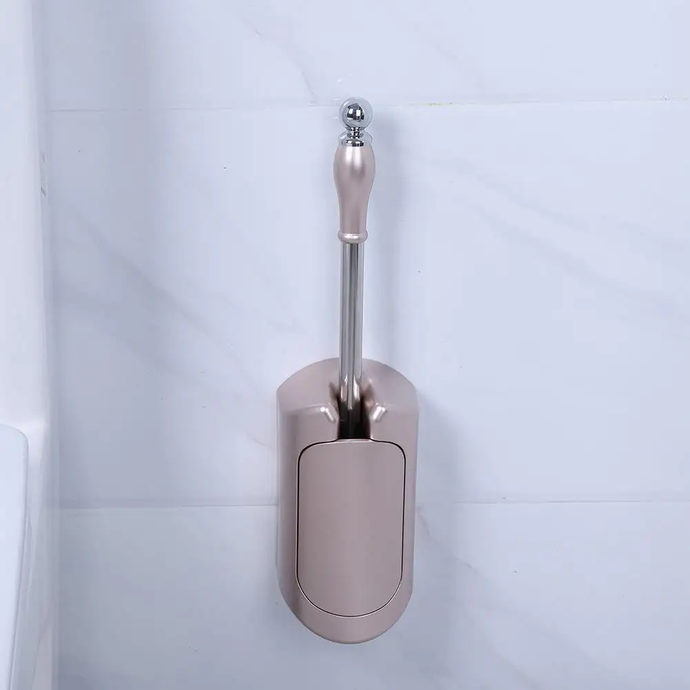 Stainless Steel Toilet Brush Holder Set with Detachable Brush Head - Auto Open/Close Bathroom Cleaning Tool for Home/Hotel