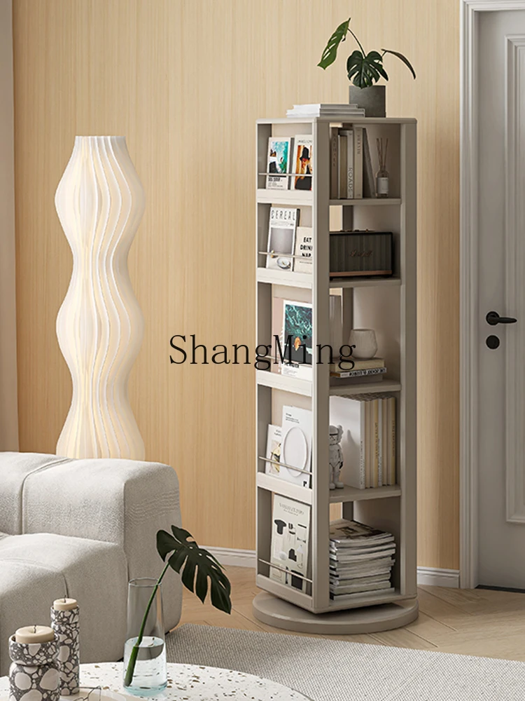 

LXY simple rotating mirror bookcase multi-function rotating bookshelf bedside cabinet