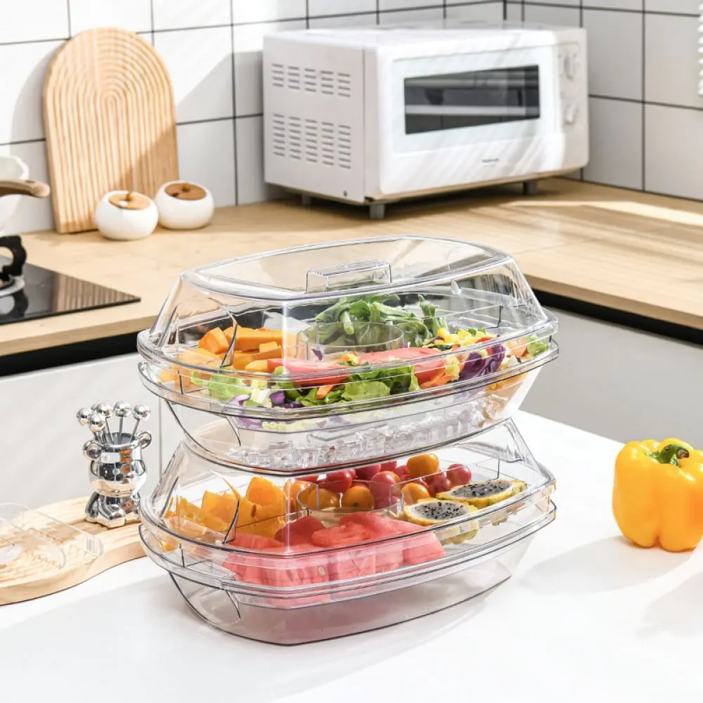 Refrigerator Organizer Bin Clear Food Storage Box Large Capacity Kitchen Fresh Keeper Salad Plate Vegetable Fruit Case