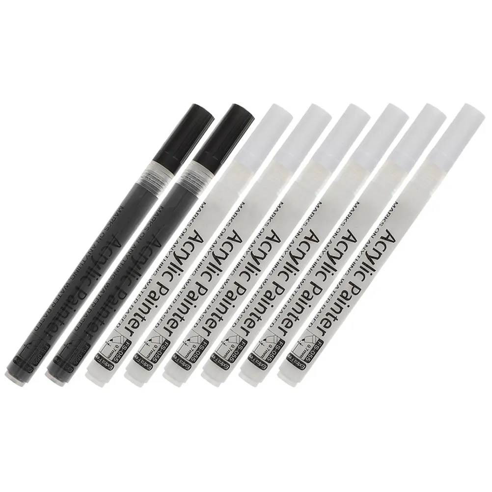 

8Pcs White Black Acrylic Paint Markers Ergonomic Design Smooth Flow Paint Pens for Artists Beginners Coloring Drawing Graffiti