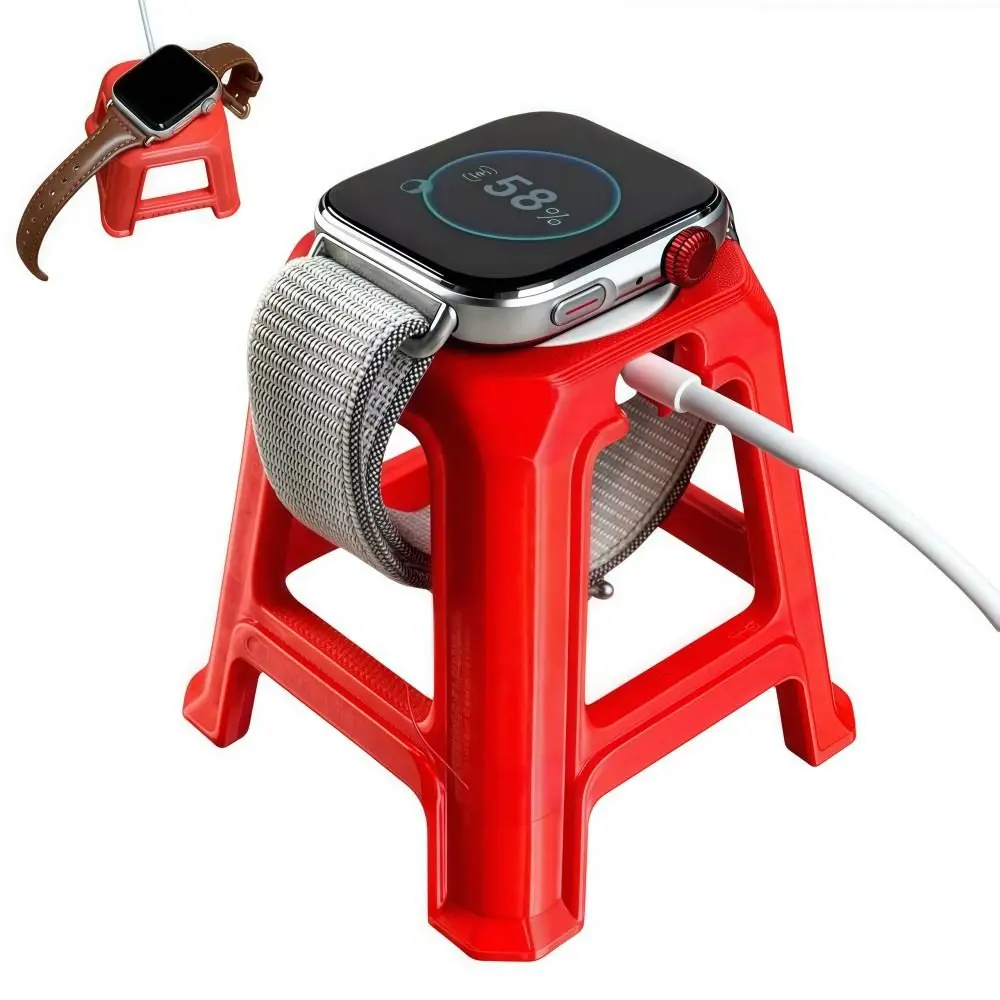 Universal Watch Charging Stand with Charging Groove Chair Shape Watch Desktop Stand 3D Printing Red Storage Rack For Watch