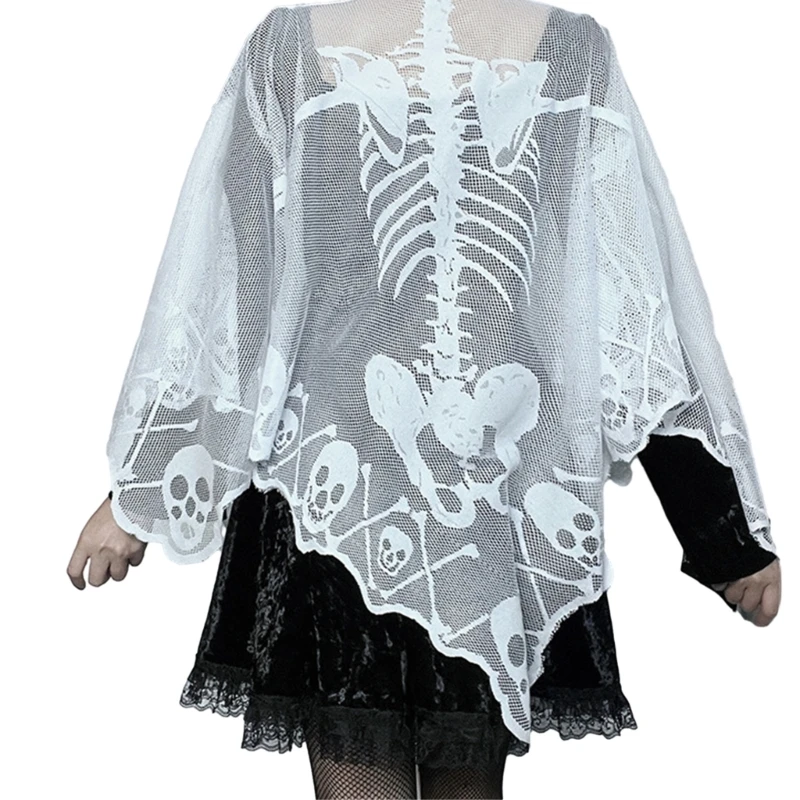 New See Through Skeleton Cape Women Gothic Party Accessories Shawl Stage Props Cloak