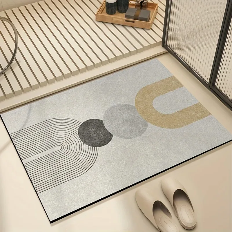 

Geometric Pattern Bathroom Mat Soft Diatom Mud Bath Rug Simple Non-slip Floormat Absorbent Quick-drying Carpet for Home Decor