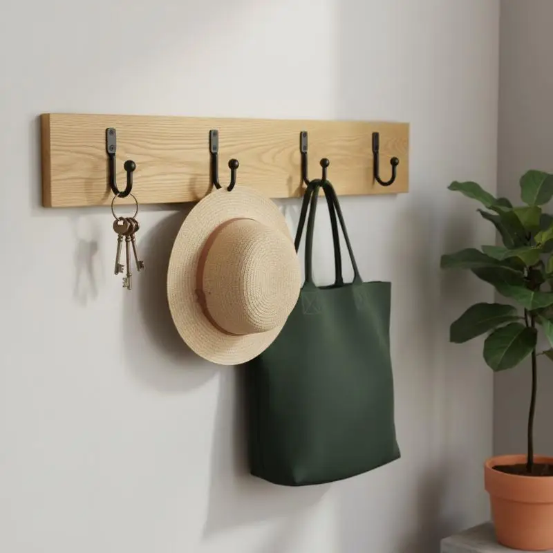 5Pcs Non-marking Metal Wall Mount Hooks Heavy Duty Coat Towel Bag Hangers for Rental Home Dorm Apartment Use