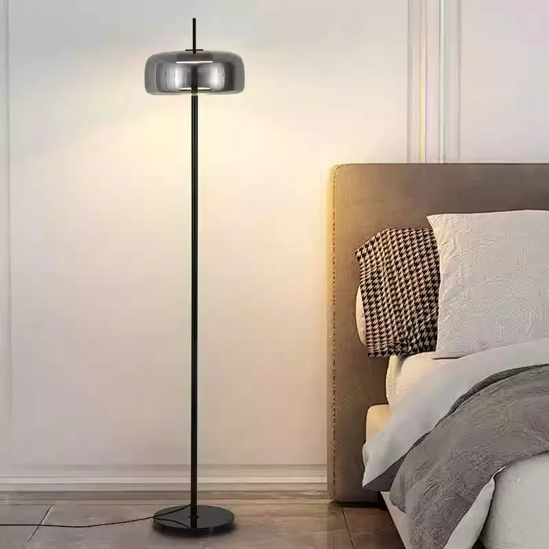 Imagem -04 - Luxo Gray Glass Floor Lamp Iluminação Minimalista para Sala de Estar Decoração do Quarto Luz Alta Design Italiano