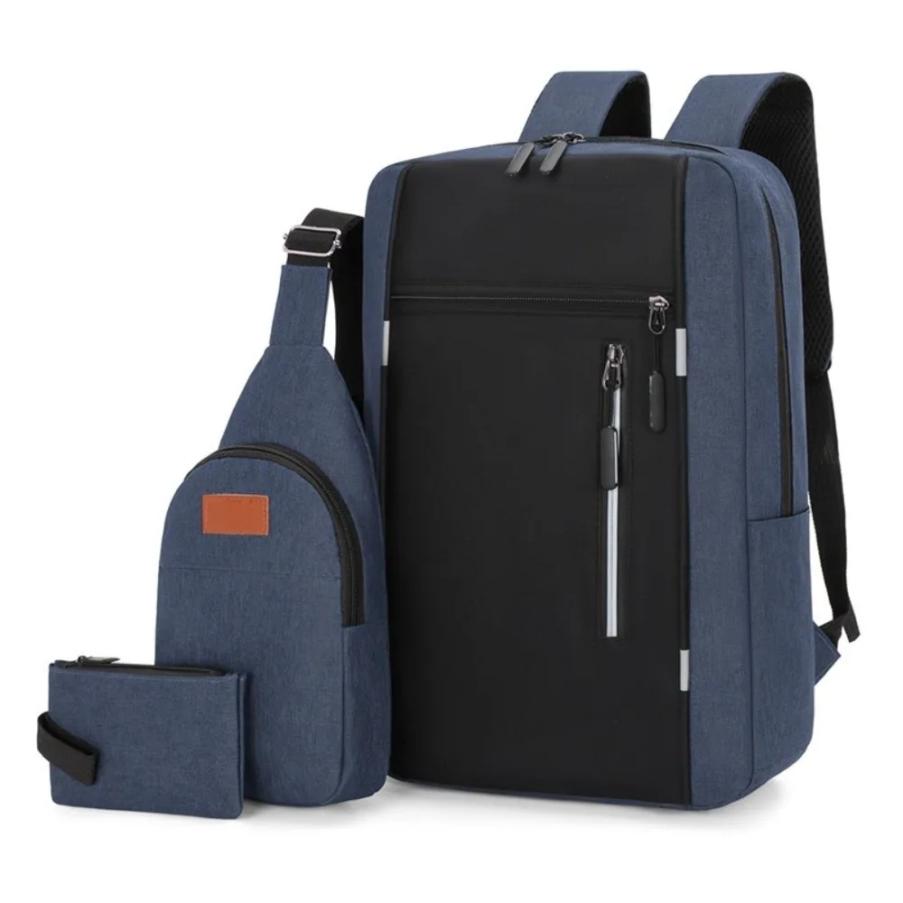 3Pcs/Set Large Capacity Student Schoolbag Nylon Adjustable Waterproof Rucksack Durable Multifunctional Men's Backpacks