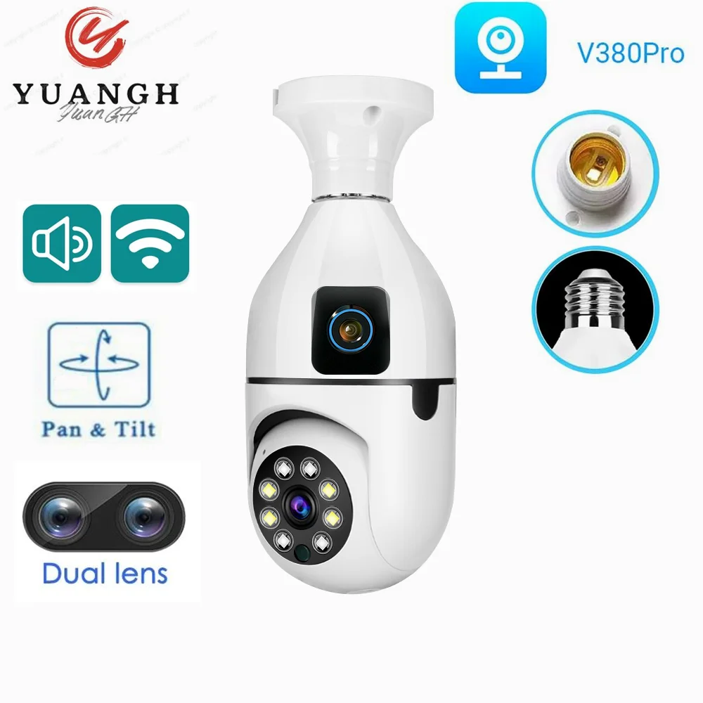 

4MP V380 Pro E27 Bulb Dual Lens WIFI Camera Indoor Smart Home Two Ways Audio Wireless Security MINI Camera