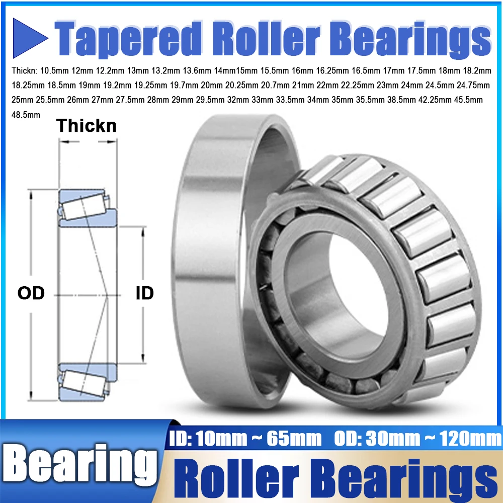 

1pcs Tapered Roller Bearings 10mm 12mm 15mm 17mm 20mm 22mm 25mm 30mm Inner Diameter, 10.5mm-25.5mm Thick Tapered Bearing