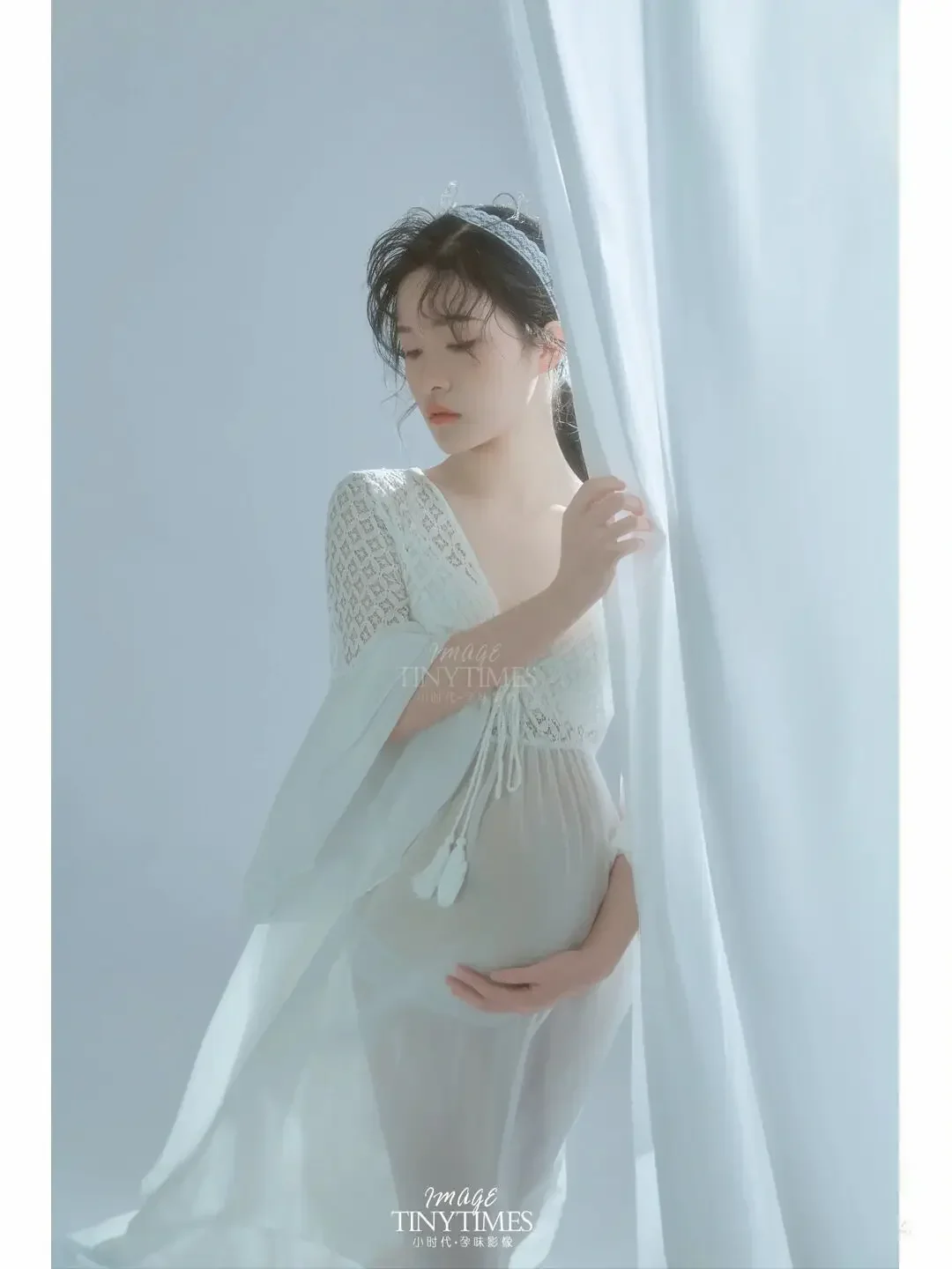 

Luxury White Tulle Maternity Shoot Dress V-neck Boho Pregnant Woman Pregnancy Photography Dresses