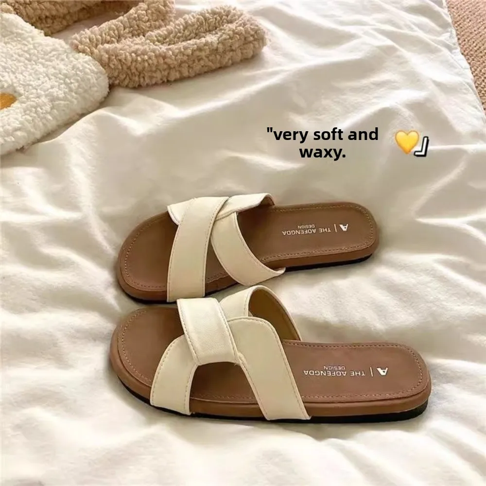 

High-quality, niche knotted crisscross slippers for women, soft and comfortable for outdoor wear, summer beach sandals