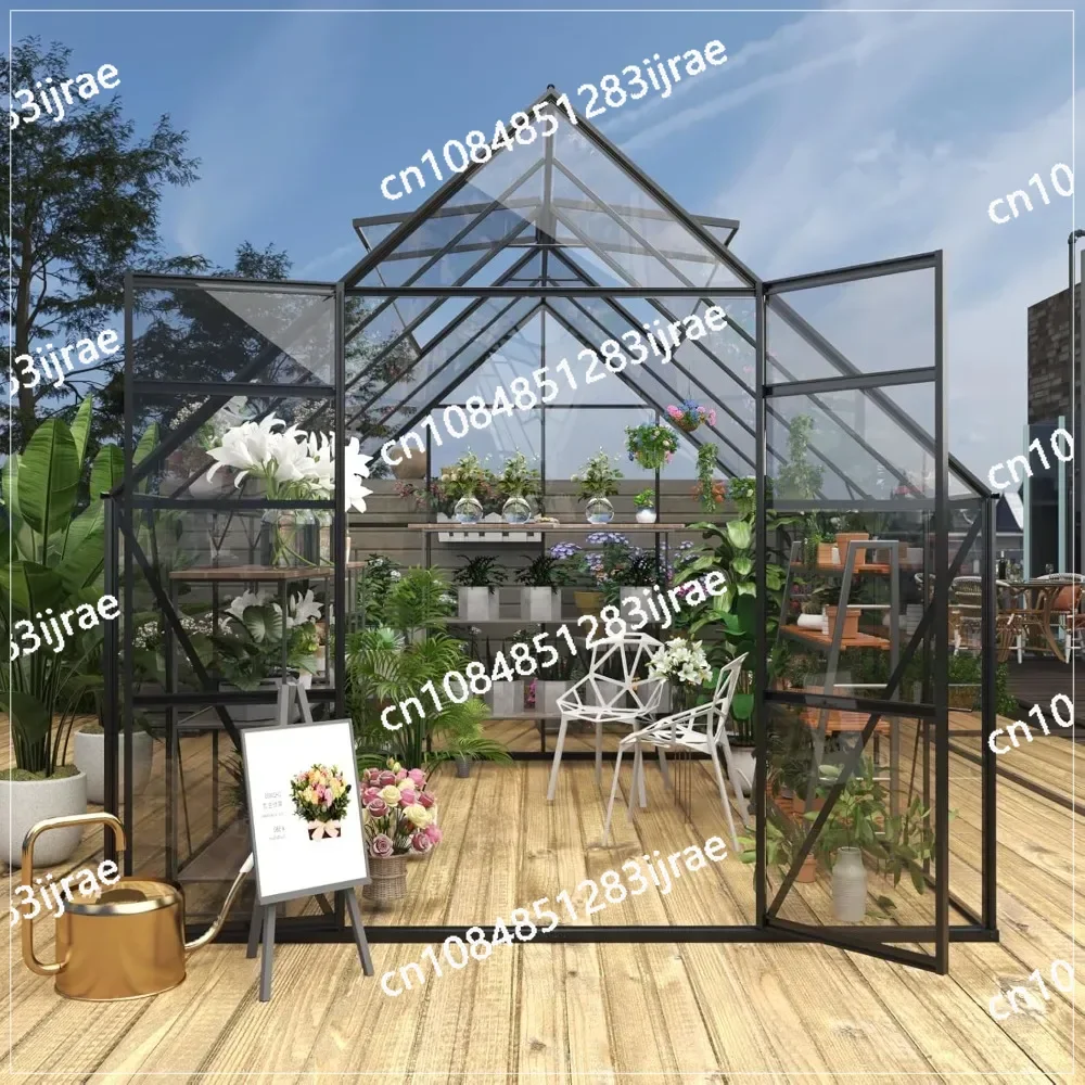 8x10x7.5FT Aluminum Polycarbonate Greenhouse with 2 Lockable Doors and Windows, Walk-in Greenhouse Kit for Outdoor Plants