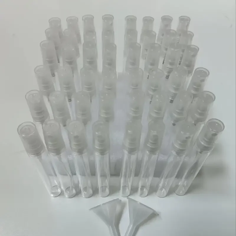 Bouteille de parfum en verre transparent de 10ml, 48 pièces, haute qualité, Mini bouteille de parfum pour femmes et hommes, essentiels de voyage, vente en gros