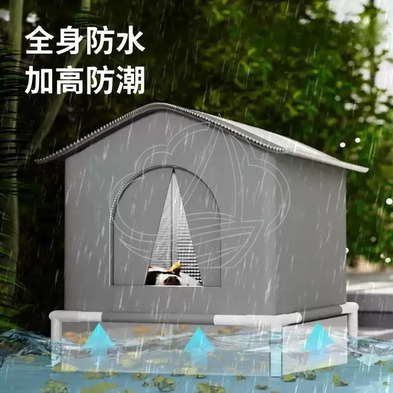

Waterproof Outdoor Cat House, Foldable Enclosed Shelter with Removable Mat, Warm Winter Tent for Stray Pets