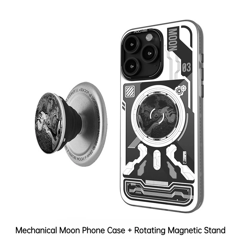 حافظة هاتف على شكل قمر ميكانيكي مع حامل بطاقة/حامل مغناطيسي لهاتف آيفون آيفون 16/15/14 برو ماكس غطاء مقاوم للصدمات #6