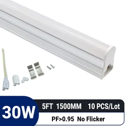 10pcs/lot 5ft 1500mm 30W T5 integrated LED Tube|High PF 0.95|Flicker-Free|Non-Dimmable |Energy Saving|replace fluorescent