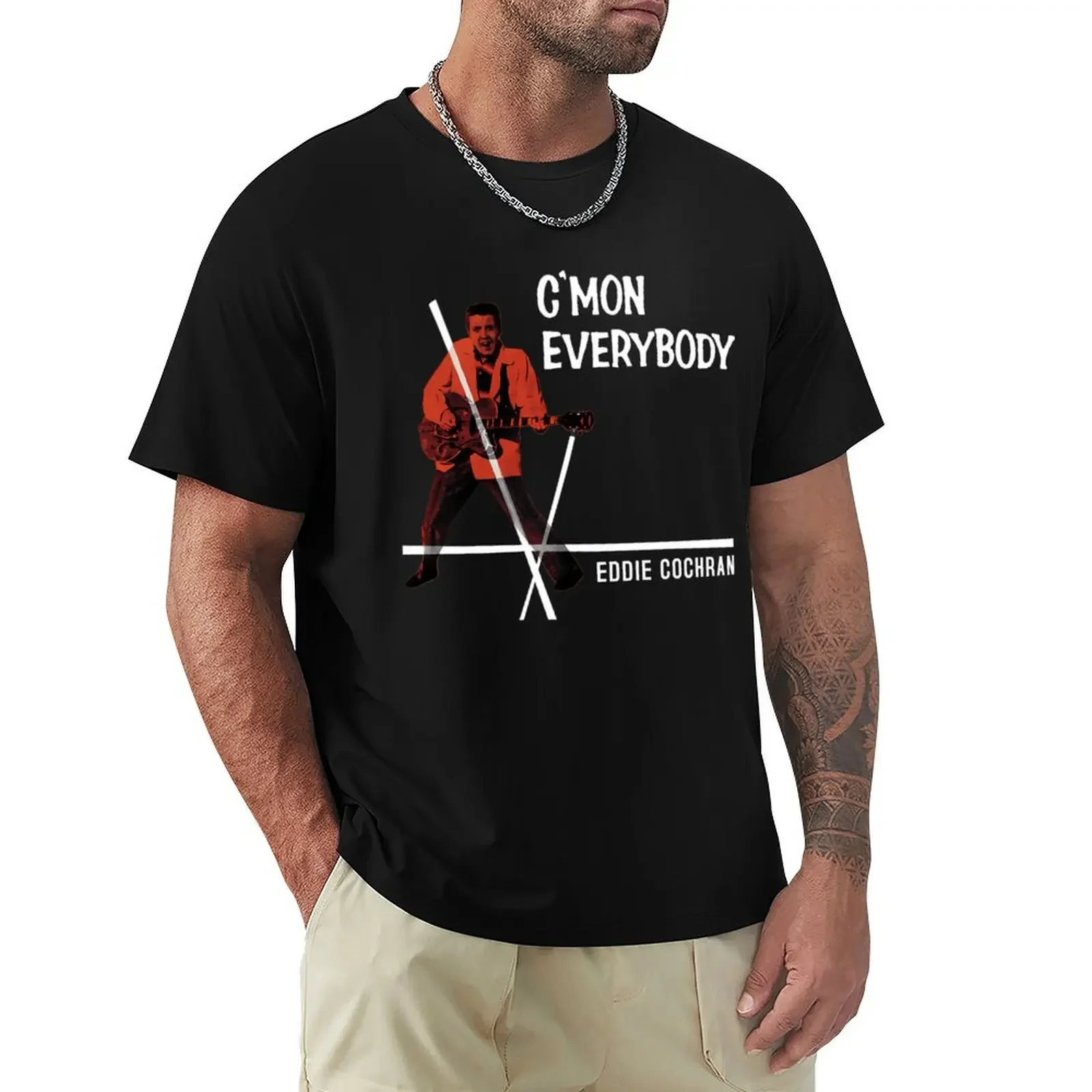 Eddie Cochran C MON EVERYBODY Album Cover T-shirt funnys tops aesthetic clothes t shirts for men cotton