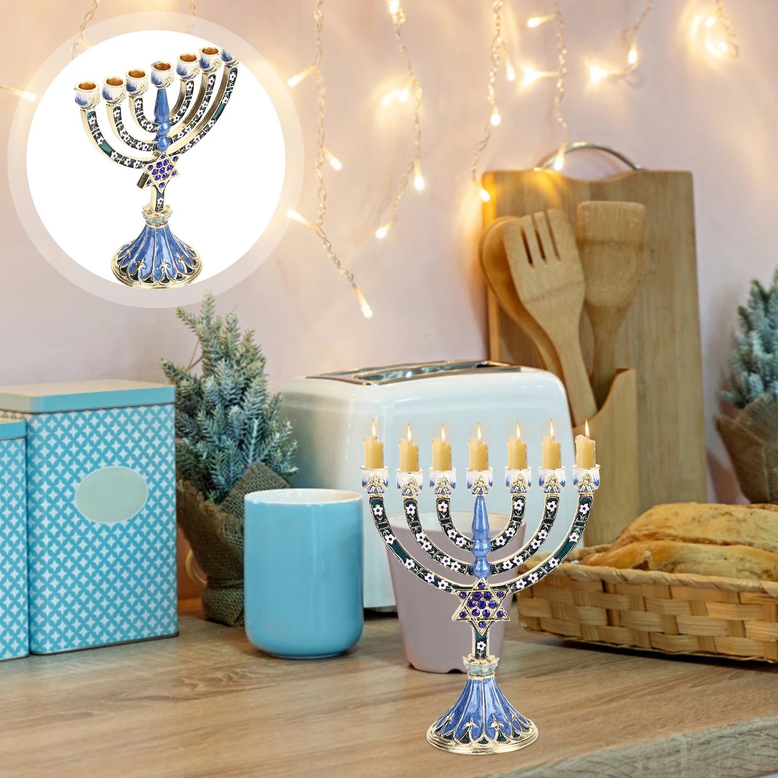 

7 Branches Holder for Table Retro Vintage Candlestick Holder Alloy Material Decorative Centerpiece for Party Home Holiday