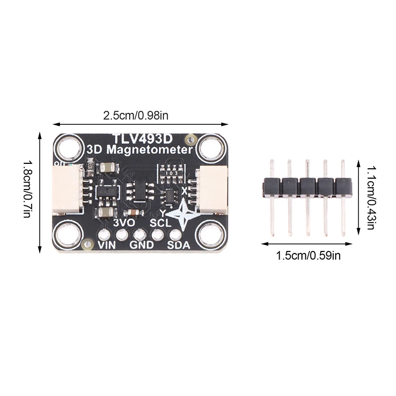 1 PCS Black 4366 TLV493D Triple-Axis Magnetometer - STEMMA QT QWIIC TLV493D Module