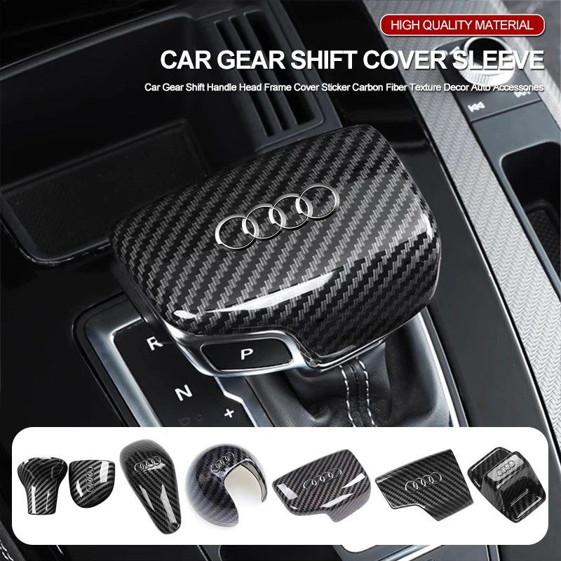 Autocollant de couverture de levier de changement de vitesse de voiture en Fiber de carbone, accessoires décoratifs pour Audi Q5 A8 A3 A4 A5 A6 A7 Q3 Q7 A8L S6 S7 S3 Q2L Q5L A1 A2