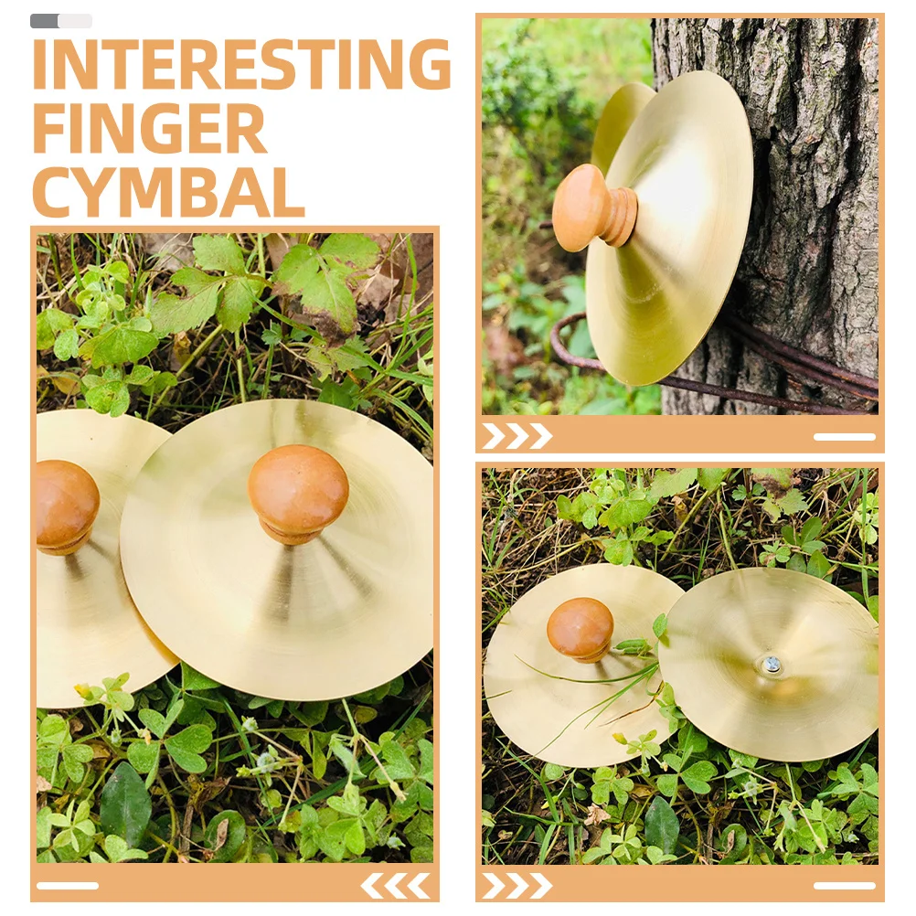 

2Pcs Finger Cymbals Mini Wooden Copper Small Percussion Instrument Belly Dancing Party Handheld Performance Instrument