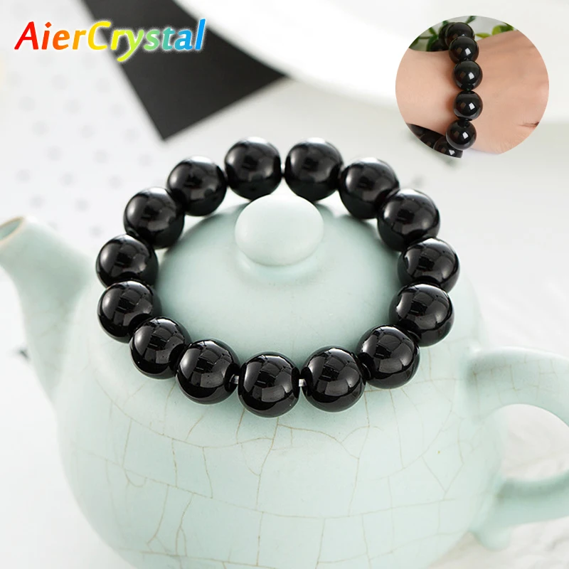 NAatural Obsidian Bracelet Women Fashion Jewelry Black Dragon Crystal Beaded Bracelet Lovers Handmade Jewelry Good Luck Lucky