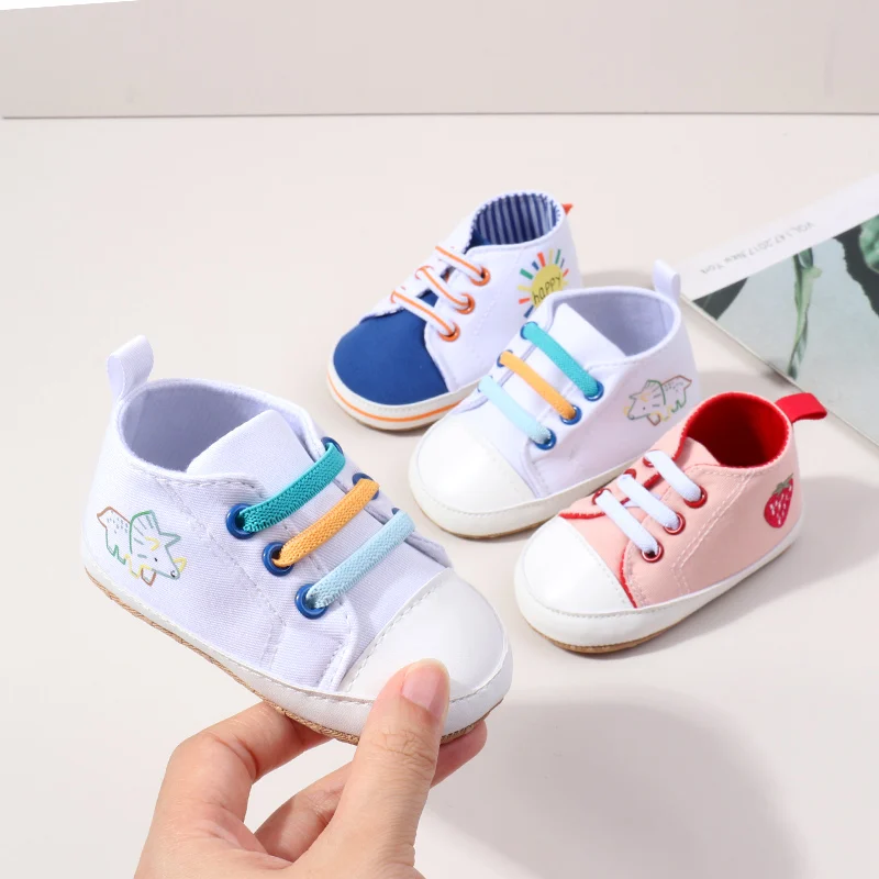 Hot Selling Spring and Autumn Baby Boy and Girl TPR Anti Slip Canvas High Quality Cute Cartoon Printing Casual Sneaker BBW3227