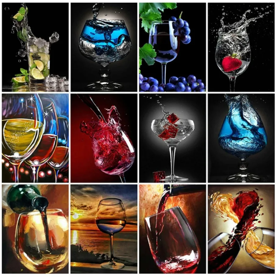 Pintura de diamante cuadrado completo, bordado de cristal de punto de cruz, jugo de fruta, Kit de mosaico, decoración de imagen escénica para el hogar