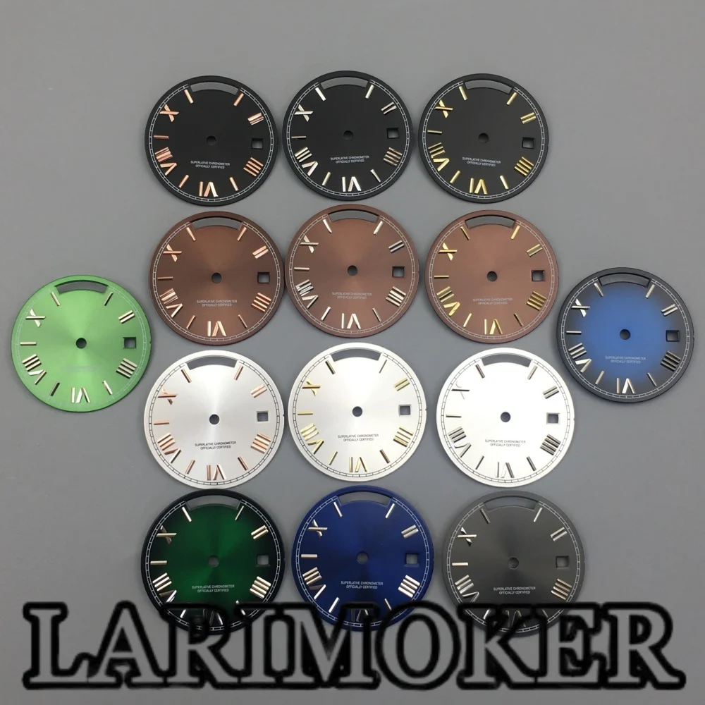 

LARIMOKER 29mm miyota 8285 Roman numeral date window watch dial with silver/gold/rose gold/green/blue watch hand accessories
