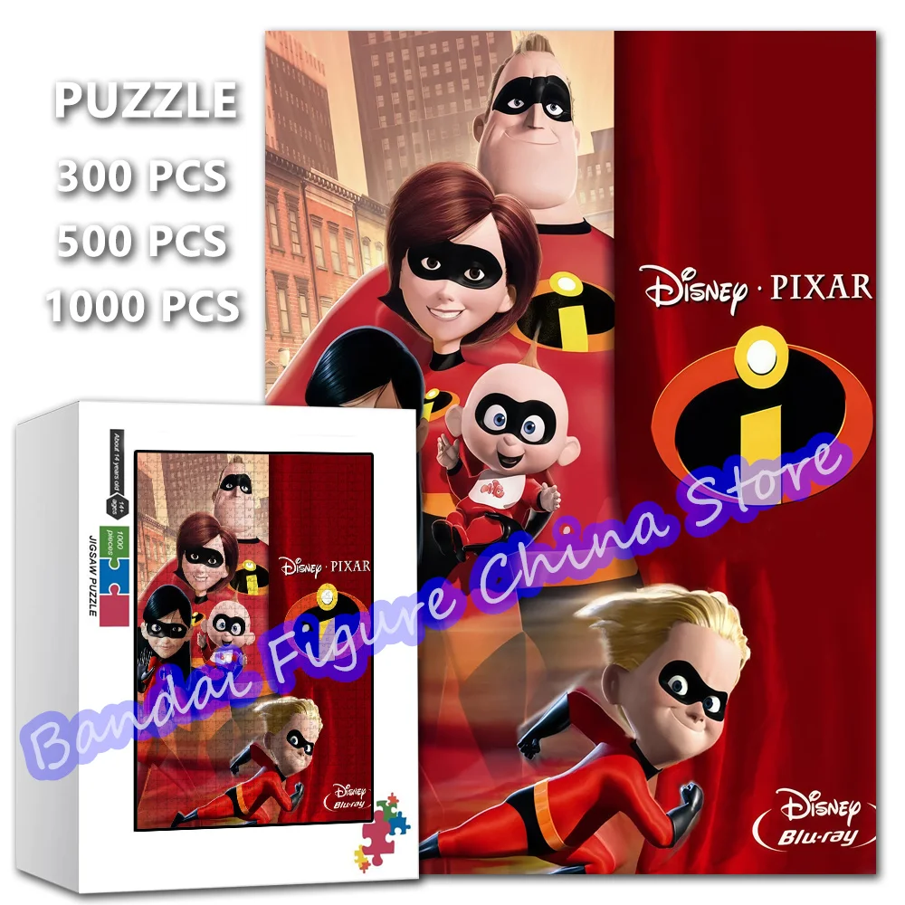 

The Incredibles Anime 300/500/1000 Pieces Jigsaw Puzzle Disney Cartoon Superman Family Print Puzzle for Kids Christmas Gifts