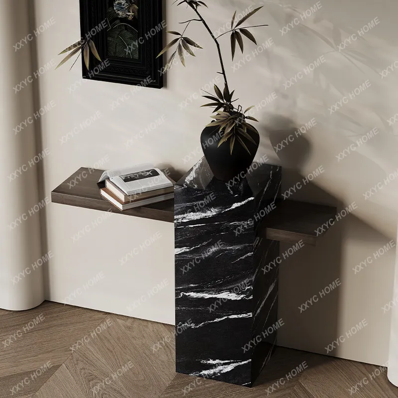 XXSlate entryway, simple light luxury foyer, wall-to-wall entrance table, hotel villa, end viewing platform, porch flower shelf