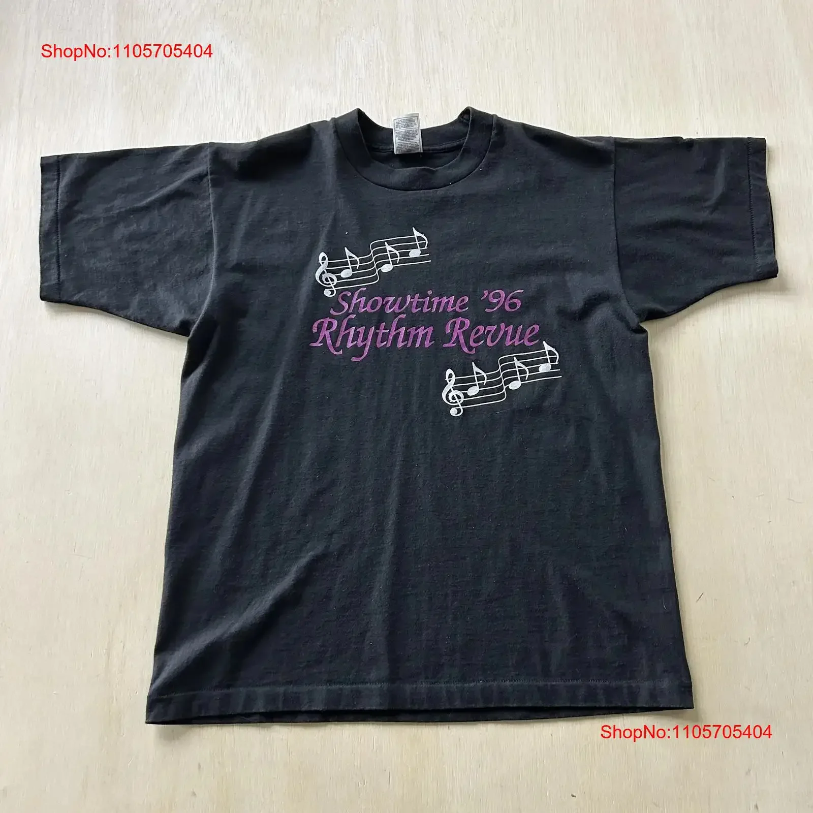 Vintage Showtime '96 Rhythm Revue Fruit Of The Loom T Shirt Mens Large Black long or short sleeves vintage Washed Casual Unisex