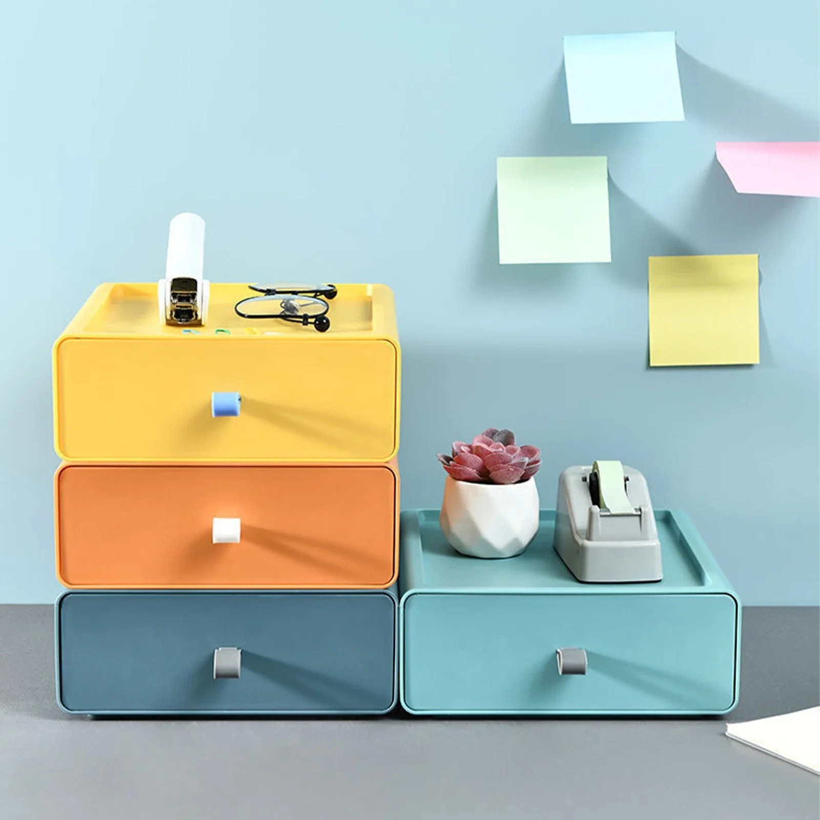 Stackable multi-layer storage boxes, office tool storage boxes, residential office lockers