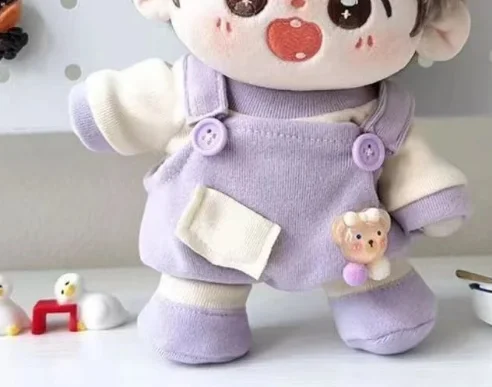 오리지널 코스프레 베이비 드레스 20cm 세트, 신발, 상의, 스트랩 팬츠를 포함한 3피스 세트.