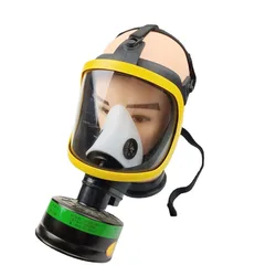 Yellow Edge Column Gas Mask Positive Pressure Mask Long Tube Respirator Full Cover Spray Paint Fire Pesticide Chemical Industry