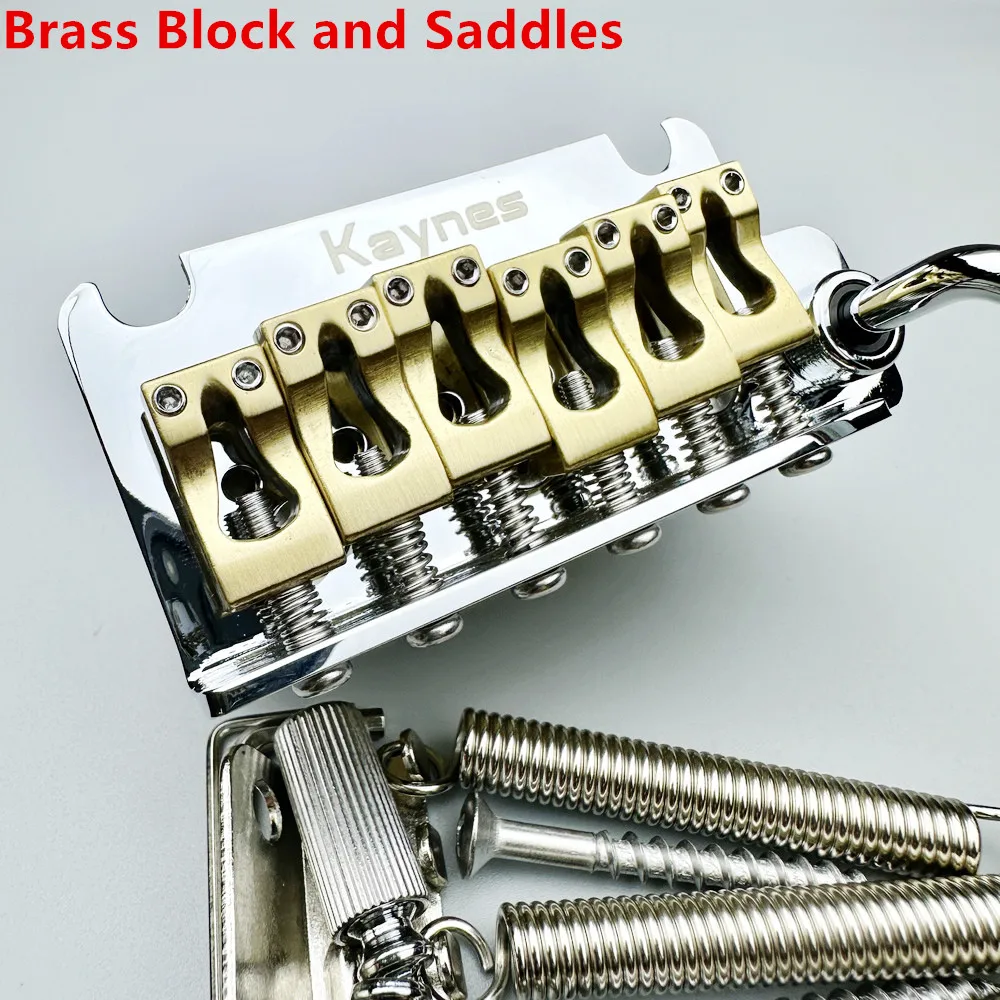 KAYNES 2 point Electric Guitar Tremolo System Bridge With Brass Block and Saddles for ST and suhr guitar Chrome Silver KY06