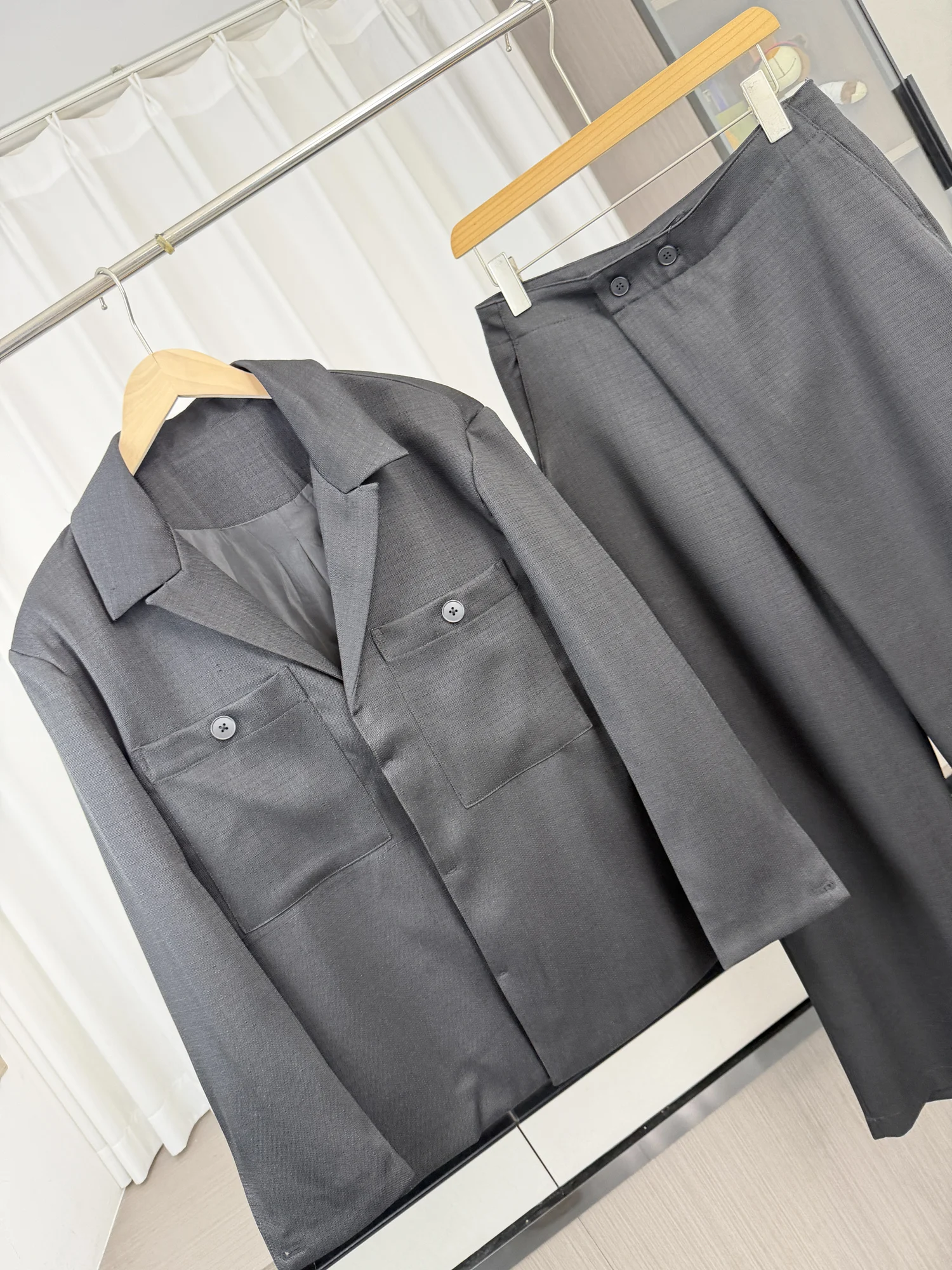 High-End Quality Men's Casual Cuban Collar Suit Jacket Fashionable Urban Style Comfortable Breathable Thin Material Long Sleeve