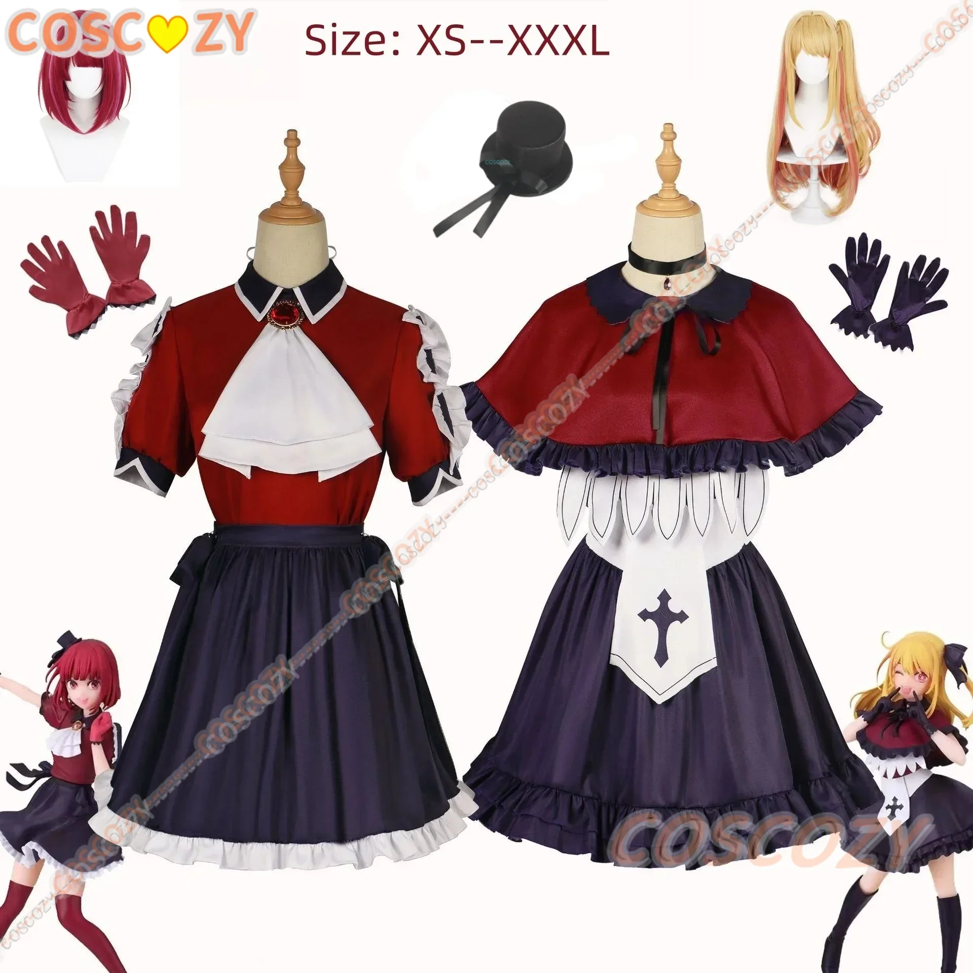 Oshi No Ko NEW przebranie na karnawał Ruby Kana śpiewa i strój do tańca strój Anime na Halloween dziewczyna czerwony mundur prezenty urodzinowe
