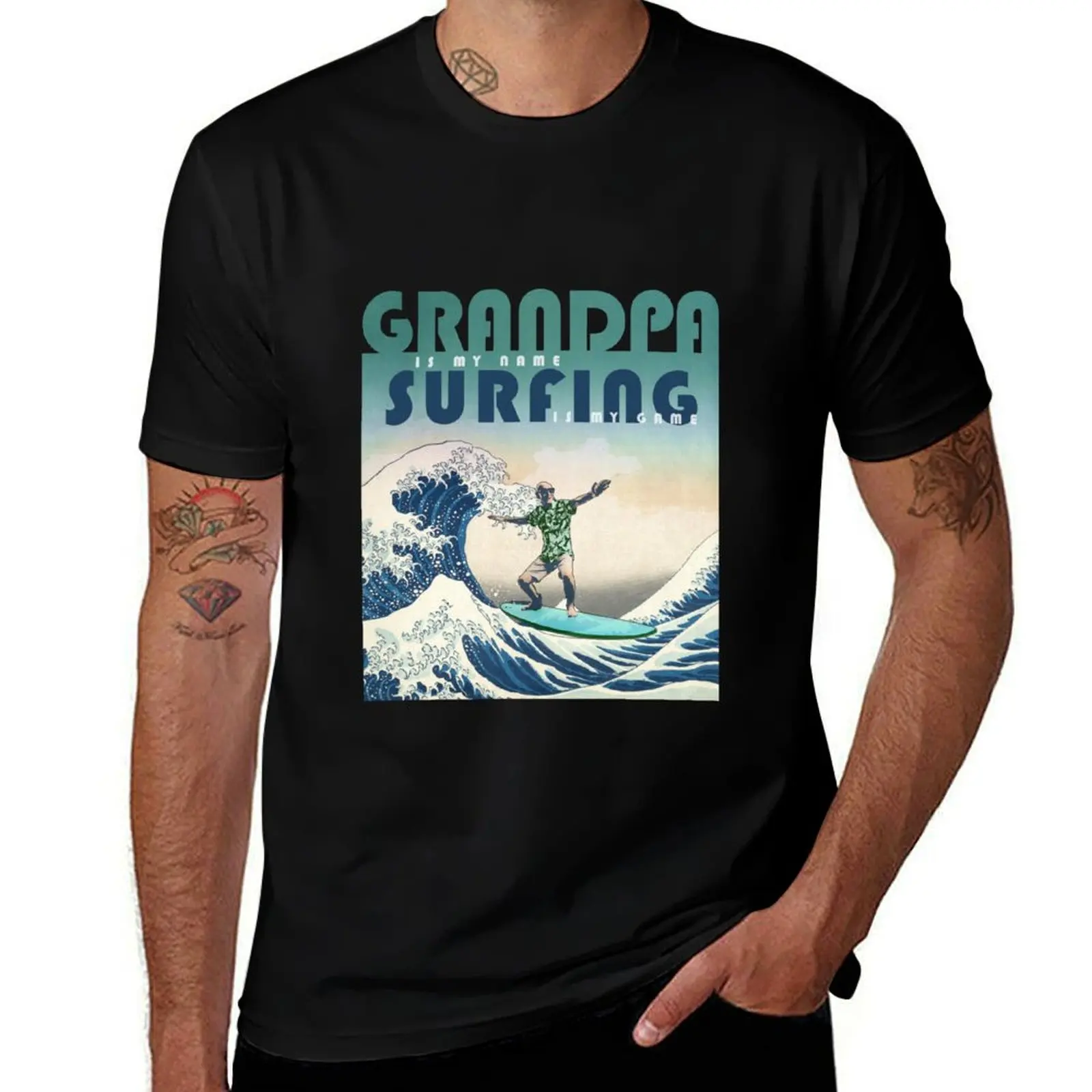 Surfer Grandpa Surf Retro Surfing Grandfather Vintage Surfer - GREEN T-Shirt heavyweights graphics mens champion t shirts