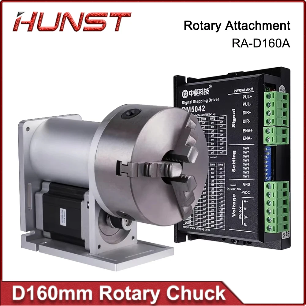 

HUNST Rotary Worktable Chuck Diameter 160mm Rotary Attachment With Driver DM5042 for CO2 UV Fiber Laser Marking Machine
