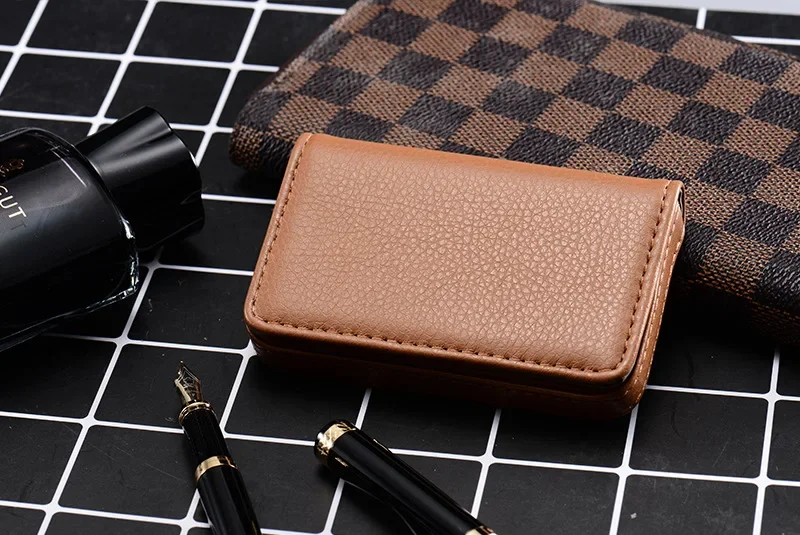 1pc PU Leder Visitenkarte Halter Mit Magnetische Schnalle Schlanke Tasche Name Karte Halter Große Kapazität Tragbare Kreditkarte Fall – Detail 12