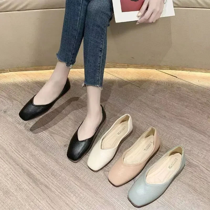 Multi-color Low-heeled Women's Shoes 2024 Granny Shoes Shallow Mouth Flats Casual Versatile Wear one shoe twice Zapatos De Mujer