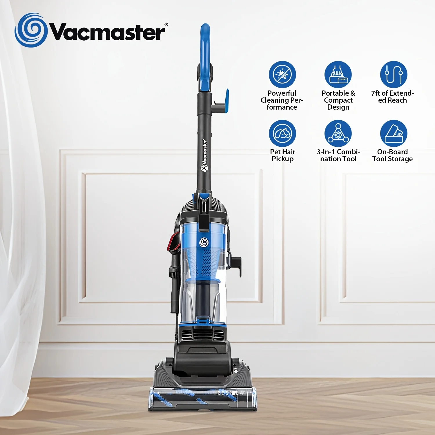 Vacmaster Bagless Upright Vacuum Cleaner 1150W with Large Dust Cup Capacity, Efficient Cyclone Filtration System & 17ft Cord for Carpet, Hard Floor And Pet Hair