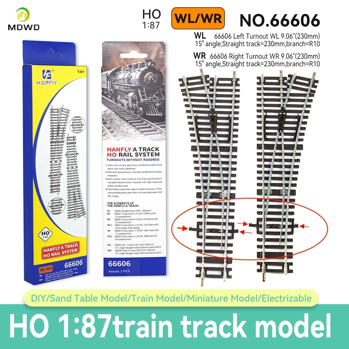 Ho scale 1/87 Train Track Model Railway  Be Powered Nickel Silver Narrow Gauge Curved Track Turnout Track Model