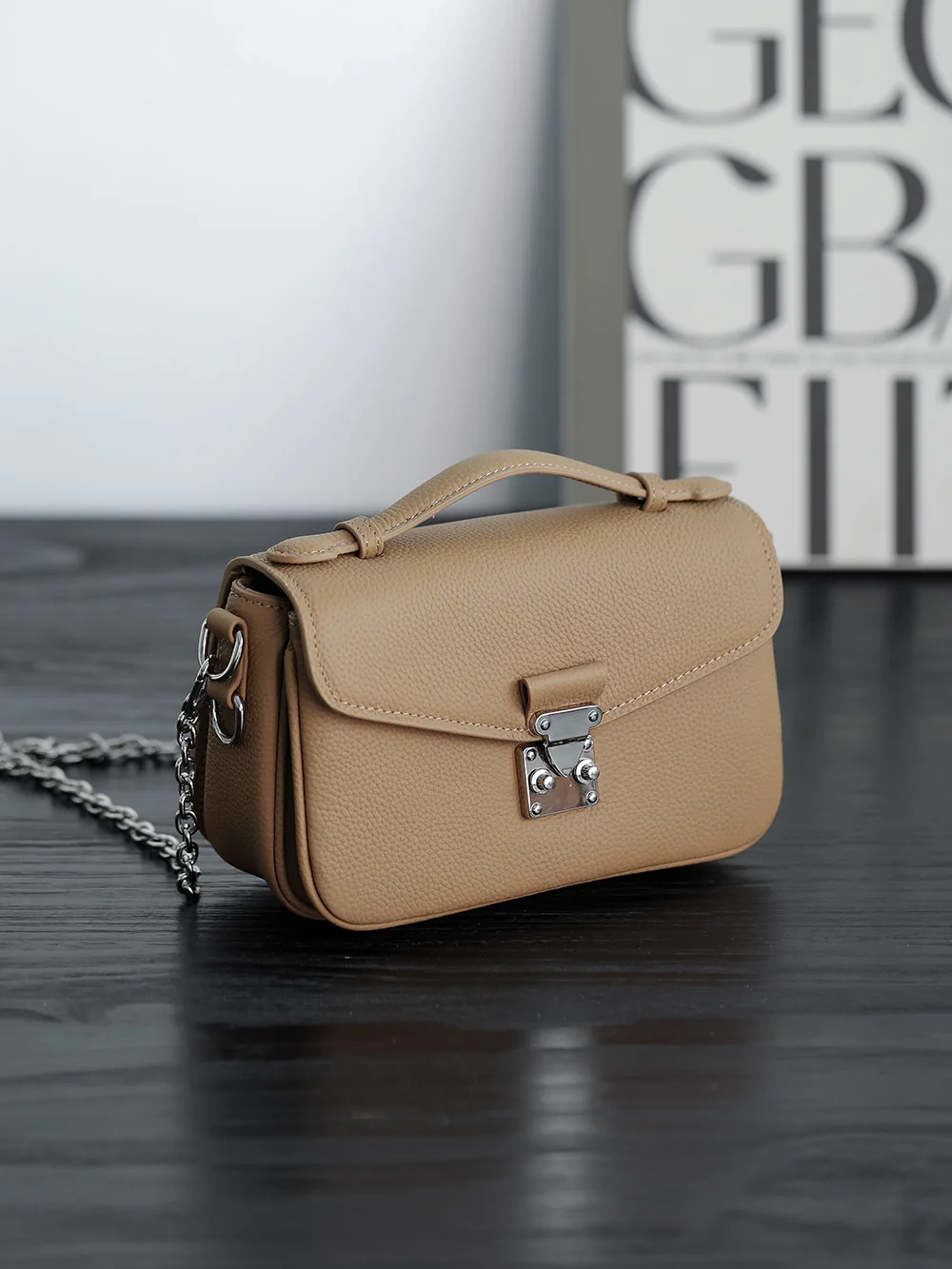 

Ele Small Square Leather Handbag Women's Crossbody Casual High-End Full Cowhide Faionable oulder Bag Soft Structure