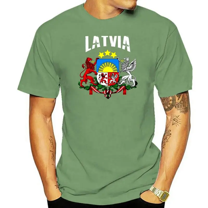 Simple Short-Sleeved Cotton T-Shirt Lettland T-Shirt  Latvia Vintage MenFootballer