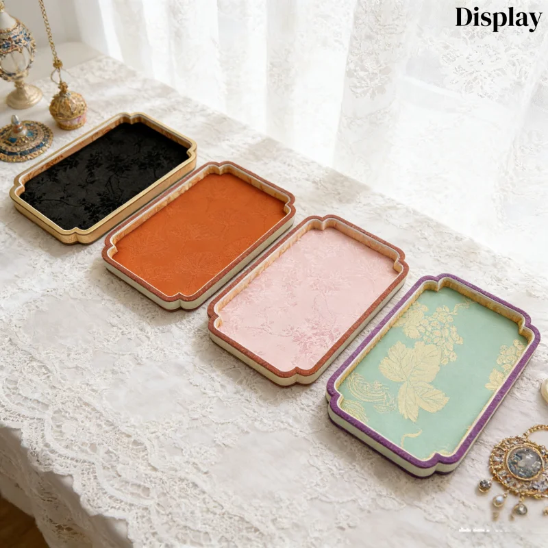 

Luxury Silk Embroidery Jewelry Box, Oriental Palace Display Tray & Viewing Case for Jade Pendant Bracelet, Premium Ramadan Gift