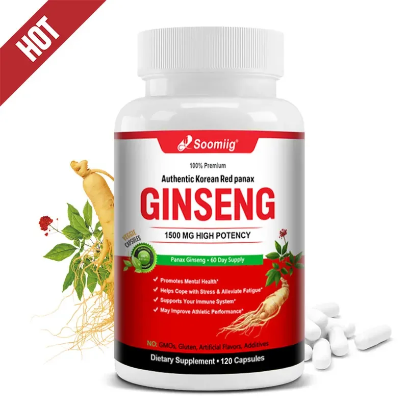 Authentic Korean Red Ginseng (Panax Ginseng) Capsules - for Immunity, Energy, Fatigue and Stress Relief, and Mental Focus