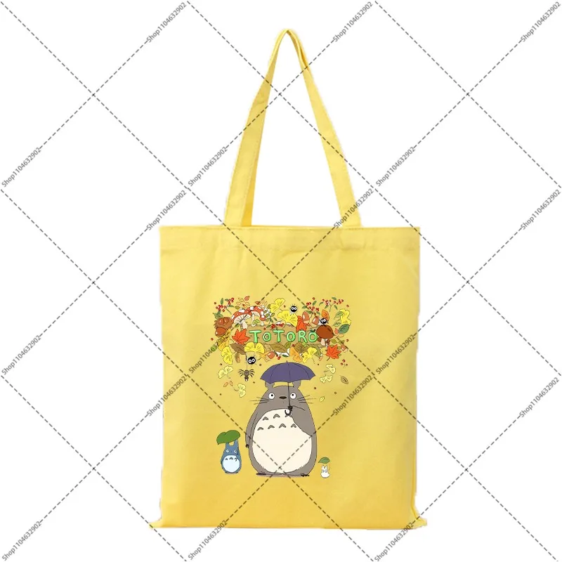 2026 Totoro Canvas Bag Cartoon Pattern Printed Tote Bags Women Men Fashion Large Capacity Handbags Multifunctional Handbag Gift